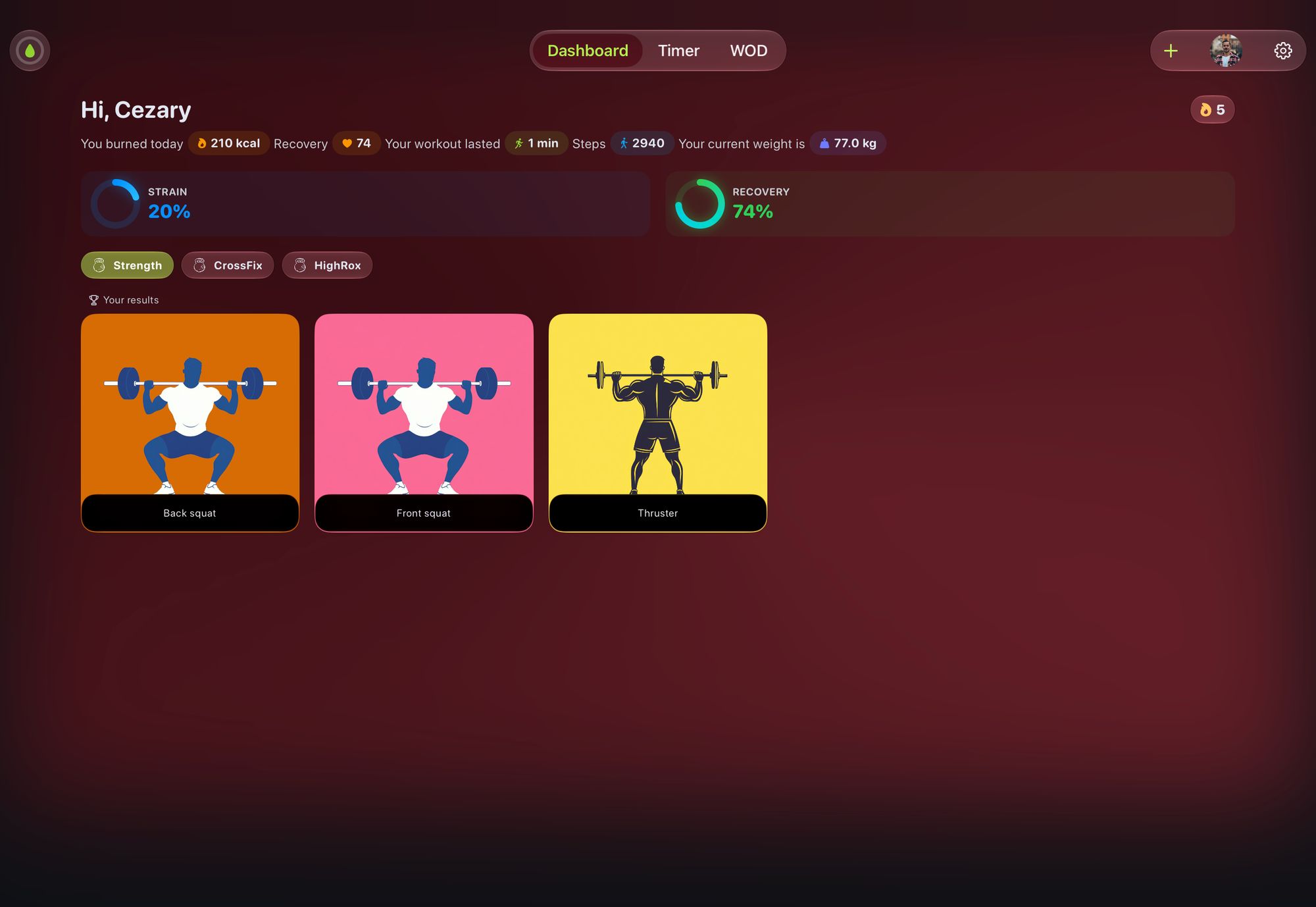 Barbell dashboard on iPad